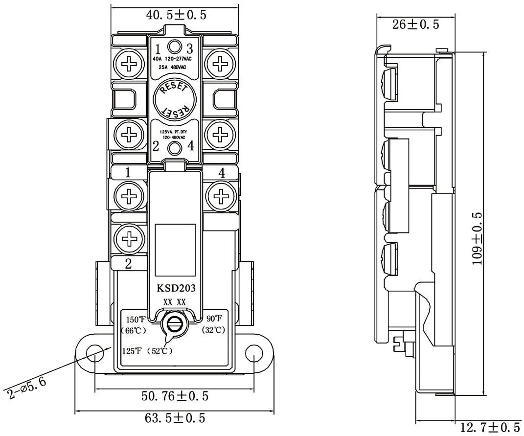 THERMOSTAT FOR DOUBLE ELEMENT TANKS ELECTRIC WATER HEATER