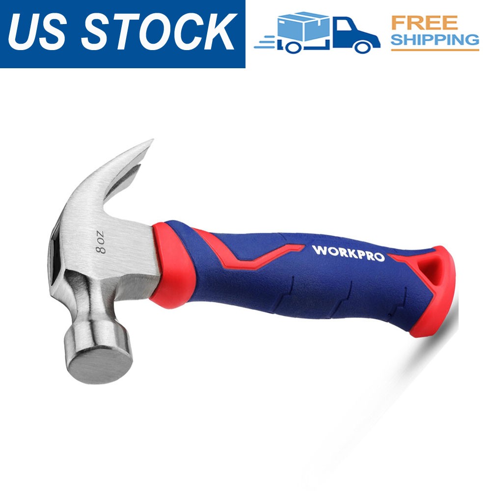 WORKPRO New 8 oz Claw Hammer w/ Fiberglass Handle Forged Hardened Steel Heads
