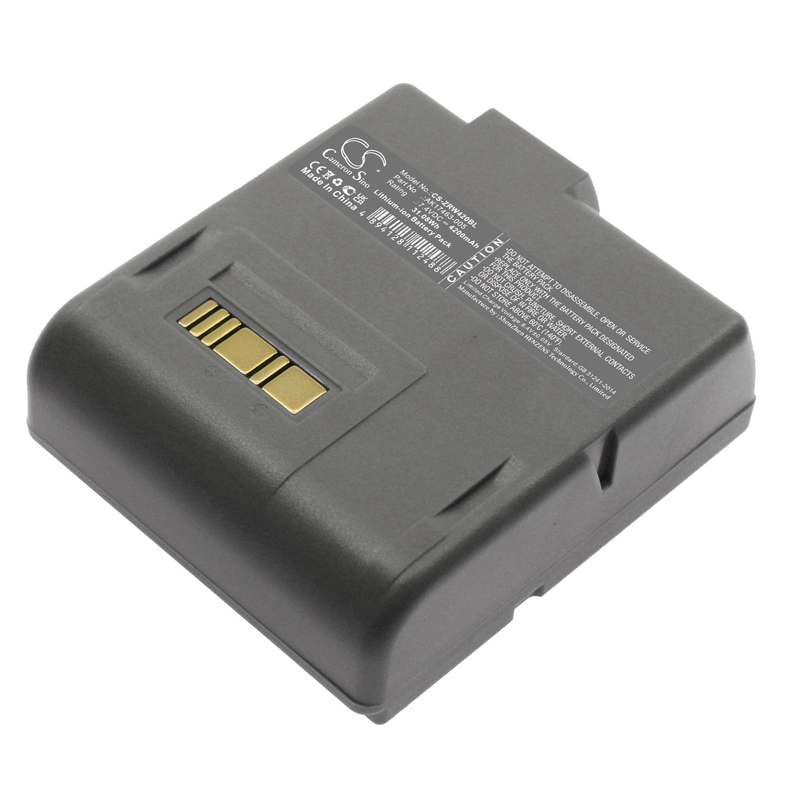 CS Battery 4200mAh For Zebra RW420,L405,RW420 EQ,PN:CT17102-2,AK17463-005
