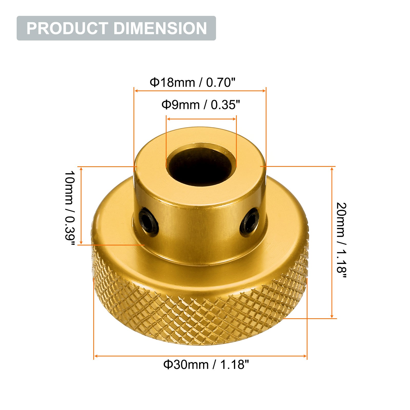 Aluminum Alloy Handwheel 30mm OD 9mm Bore Hand Wheel for Lathe, Gold Tone