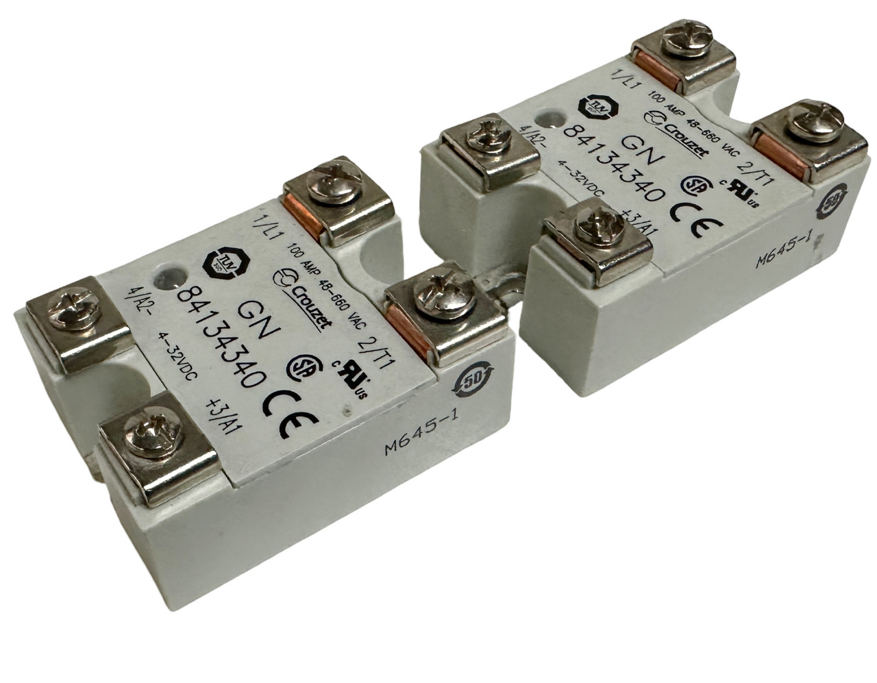 Lot of (2) Crouzet GN 84134340 Solid State Relay 100A 48-660VAC 4-32VDC