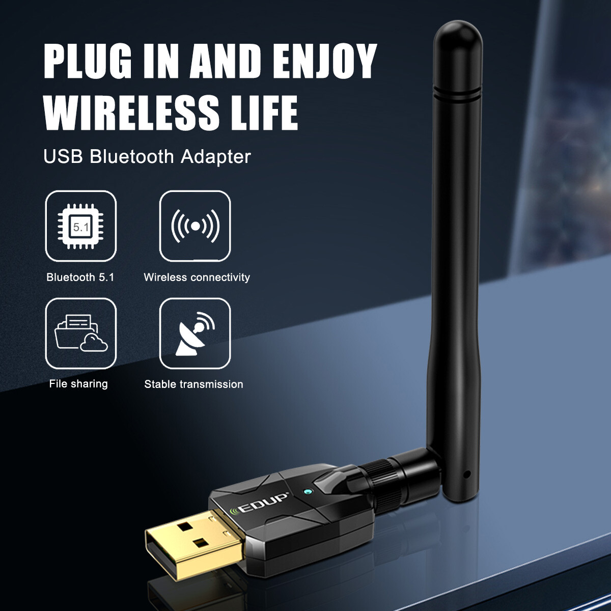 USB Bluetooth 5.1 Adapter 100M Long Range Bluetooth Dongle EDR For PC & Desktop