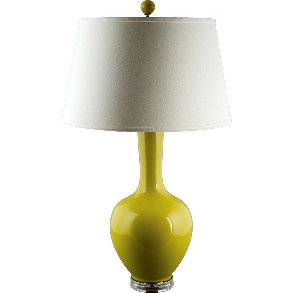 VIBRANT YELLOW MONOCHROME PORCELAIN TABLE LAMP-33''H