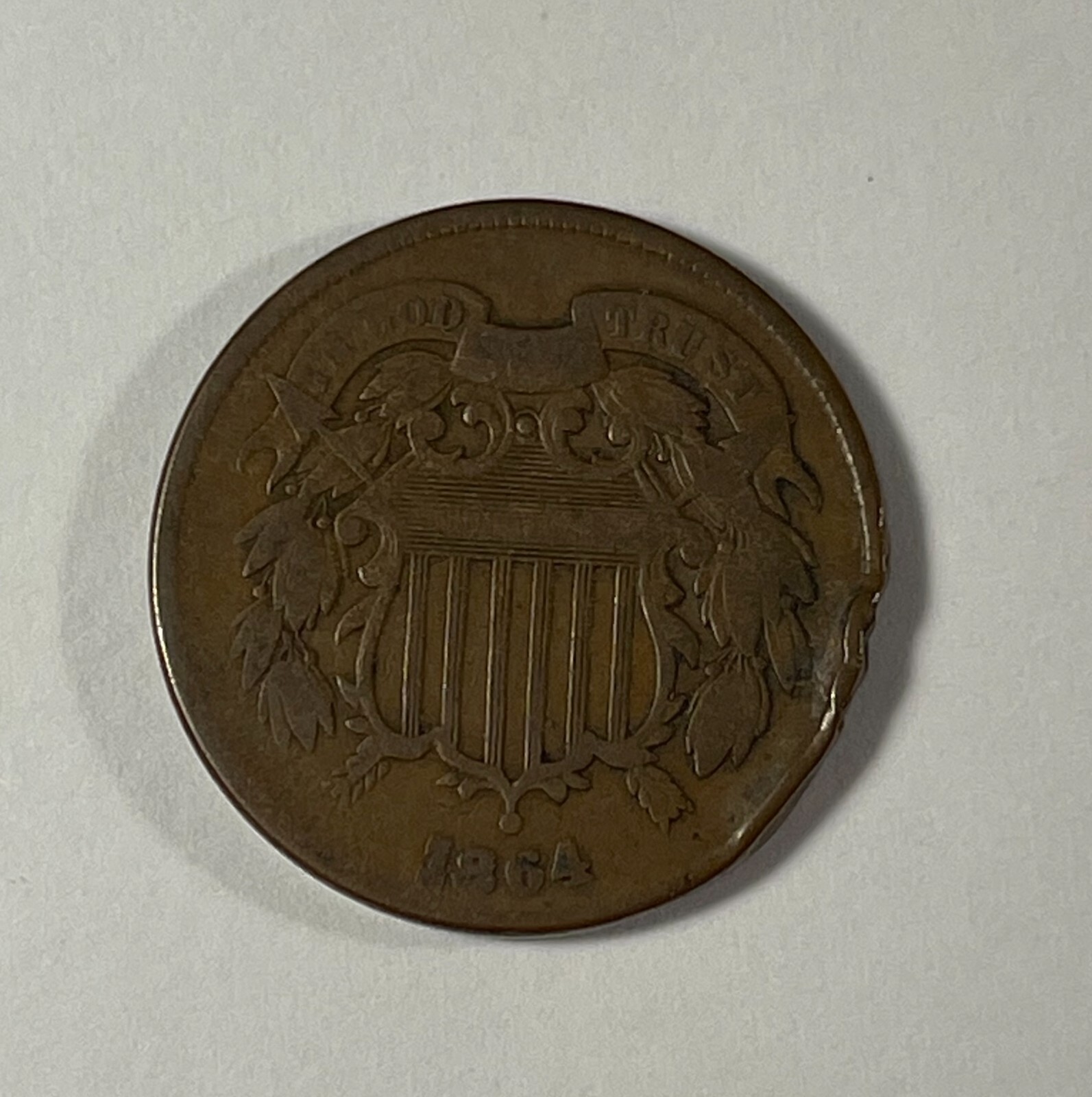 Error 1864 2C (#19369) Very bad planchet & possible repunched date