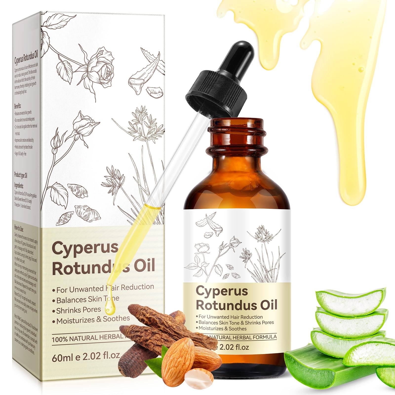 Cyperus Rotundus Oil, Premium Cypress Oil for Hair 2.02 Fl Oz (Pack of 1)