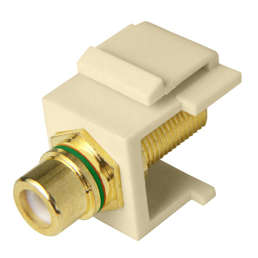 Skywalker F Female to RCA Female Keystone Jack Insert (Green Band, Ivory)
