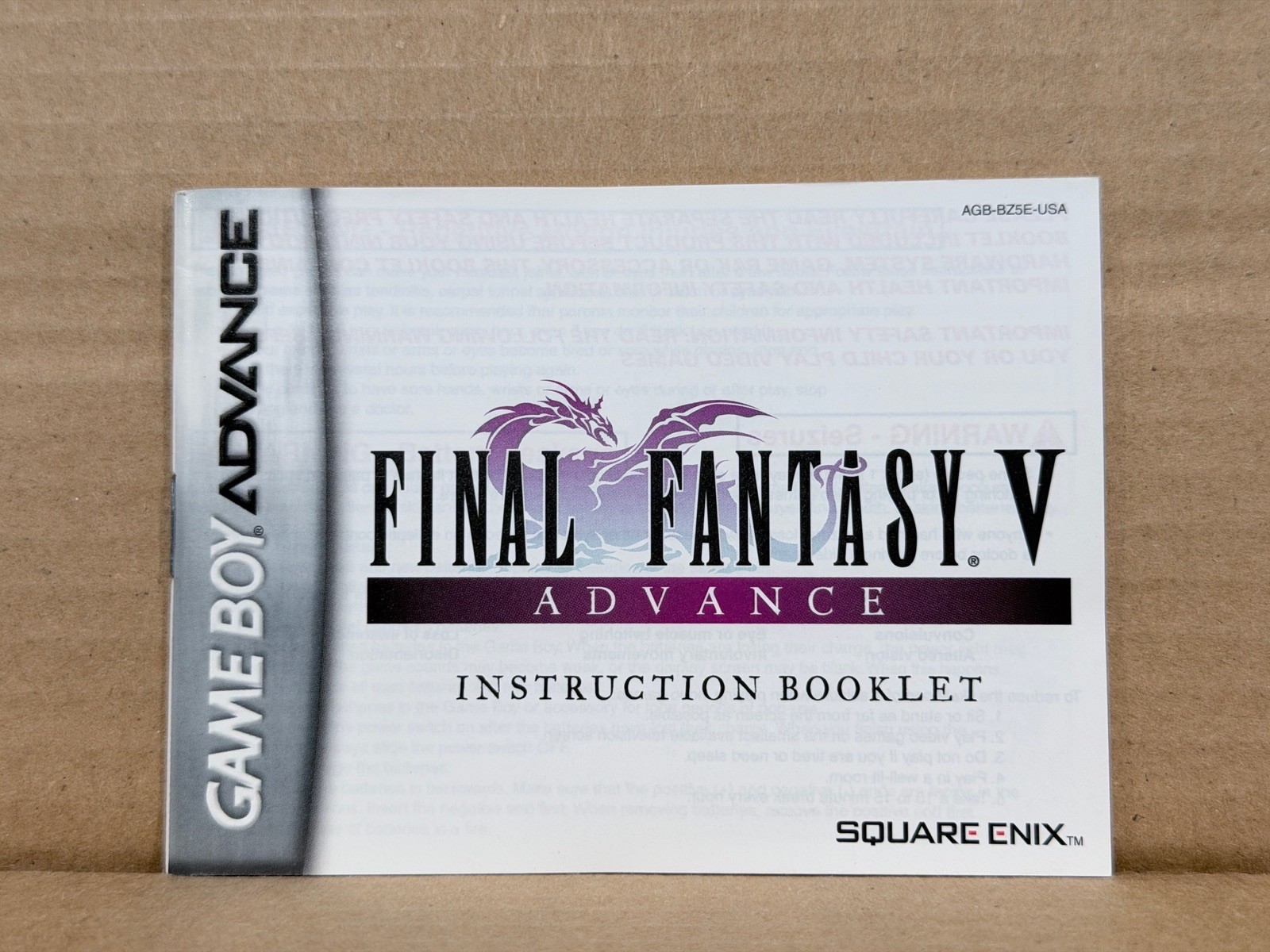 Final Fantasy V Advance Nintendo Game Boy Advance  Game Manual Booklet Only