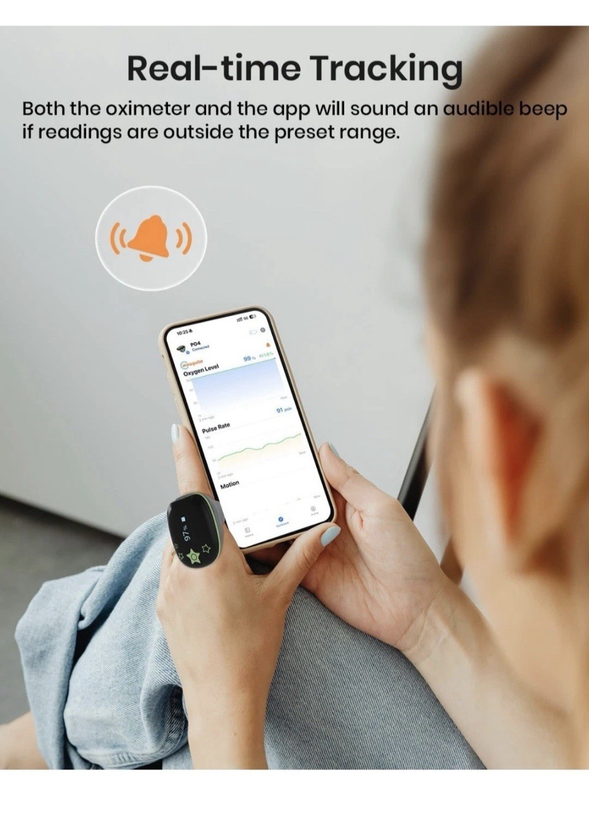 Pulse Oximeter for kids Tracking SpO2 and Pulse Rate with Free APP