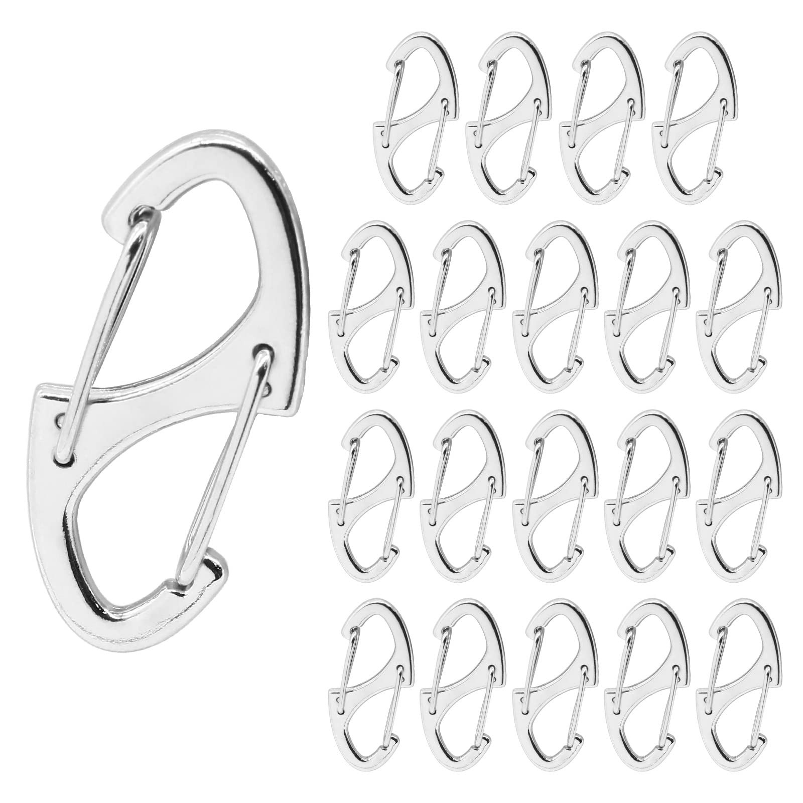 20PCS Dual Carabiner Clips, 1.6 Inch Small Metal S Snap Hook Dual Spring Wire...