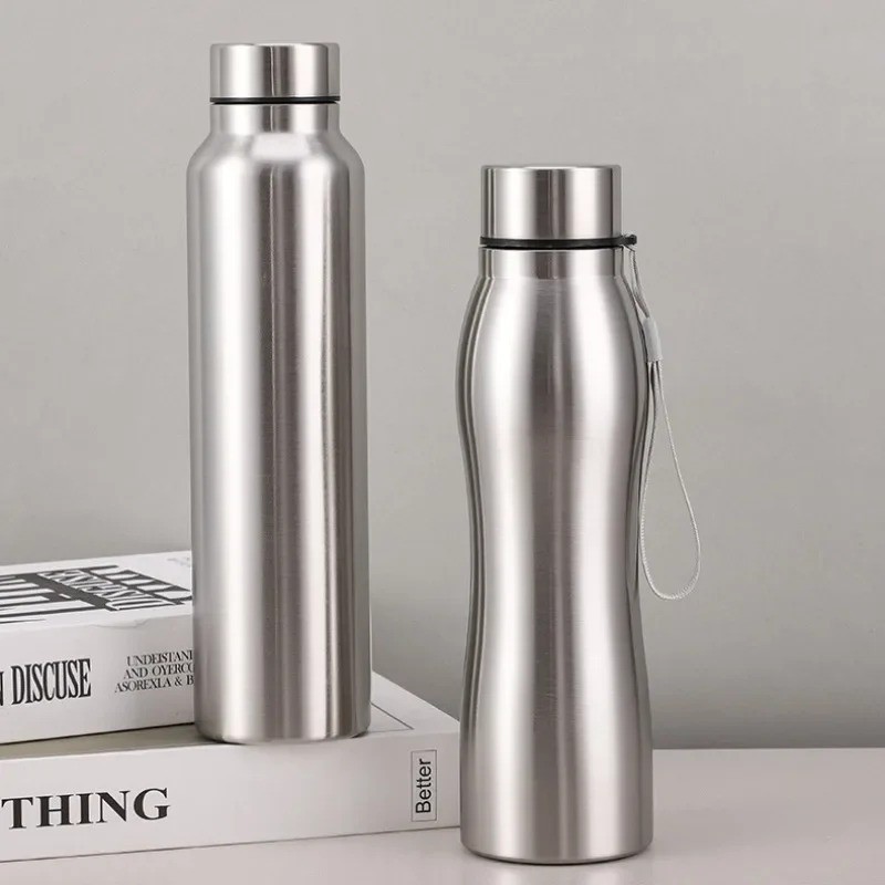 1000ml Stainless Steel Sport Water Bottle Single-Layer Rugged Metal Flask