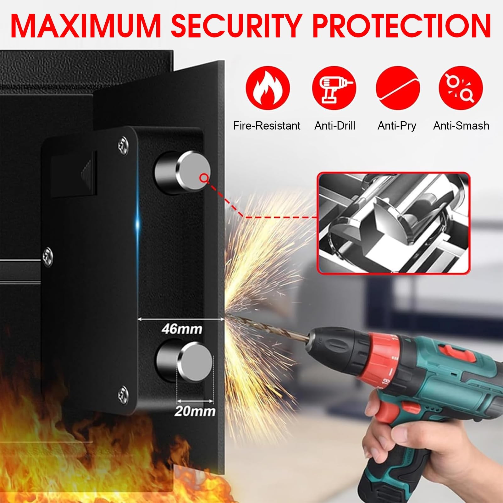 1.2 Cub Small Fireproof Safe for Home, Personal Fire Box CUFT, Black