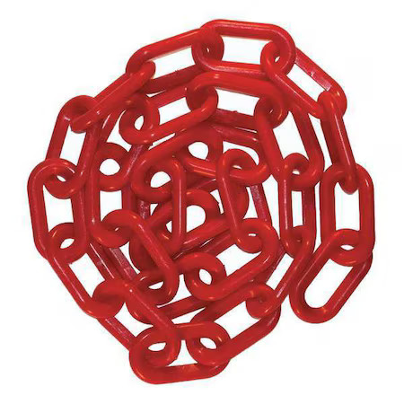 Zoro Select 51005-50 2" X 50 Ft. Heavy Duty Plastic Chain, Red, 51005-50