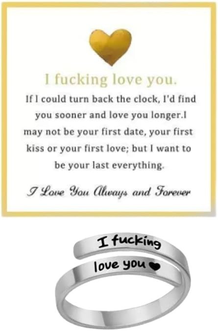 sunglnl "I Fcking Love You" Open Adjustable Silver Ring for Women