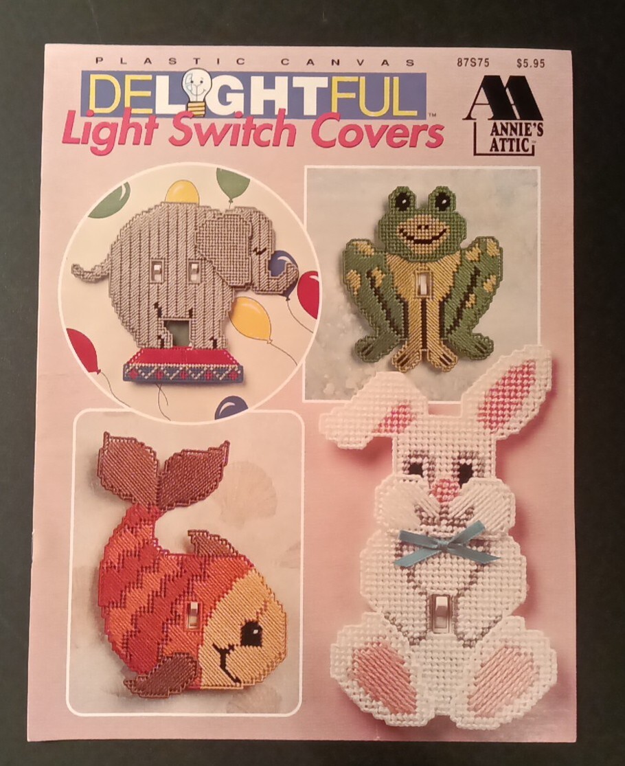 Annie's Attic Delightful Light Switch Covers - Plastic Canvas FISH RABBIT FROG