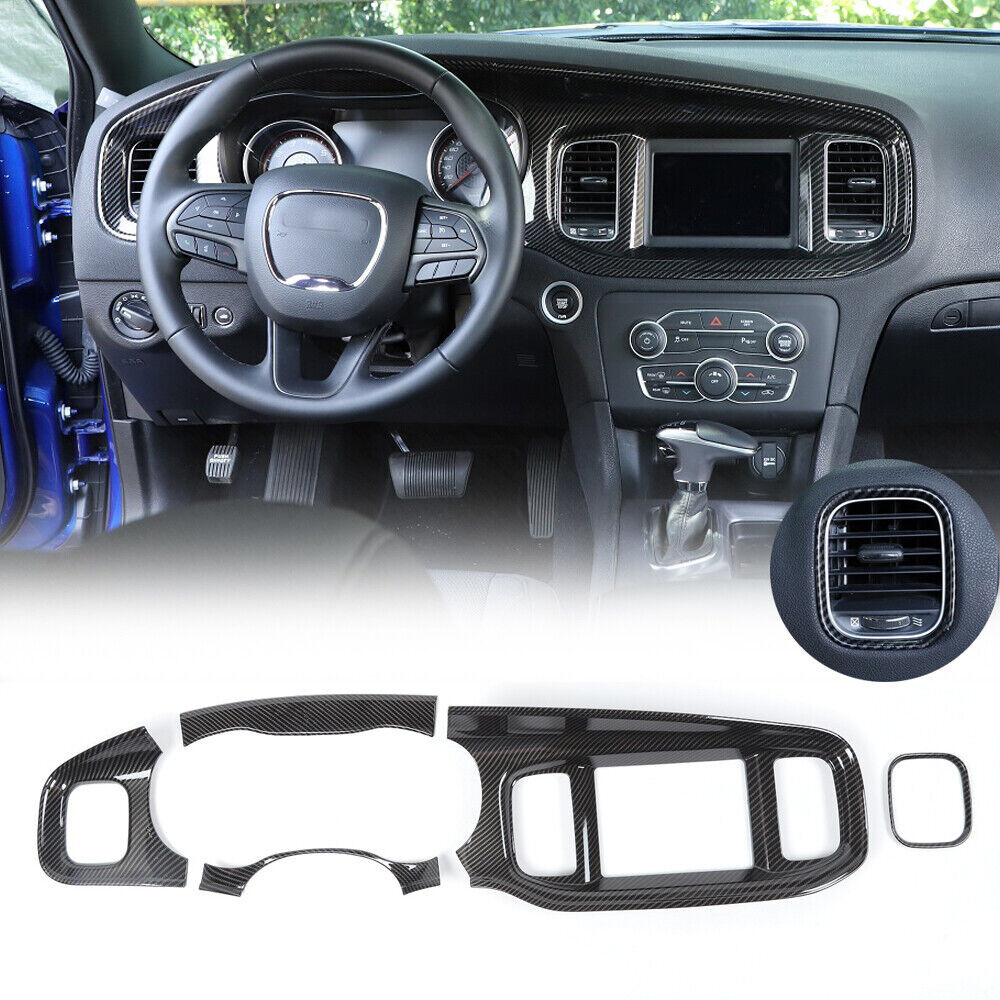 Carbon Fiber Central Console Dashboard Panel Cover Trim for Dodge Charger 2015+