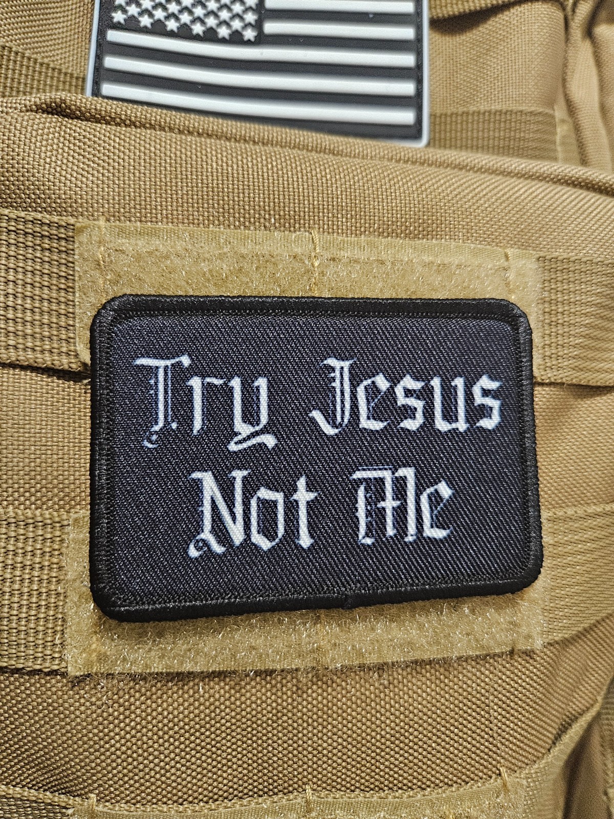 Try jesus not me meme 2"x3" hook & loop funny patch