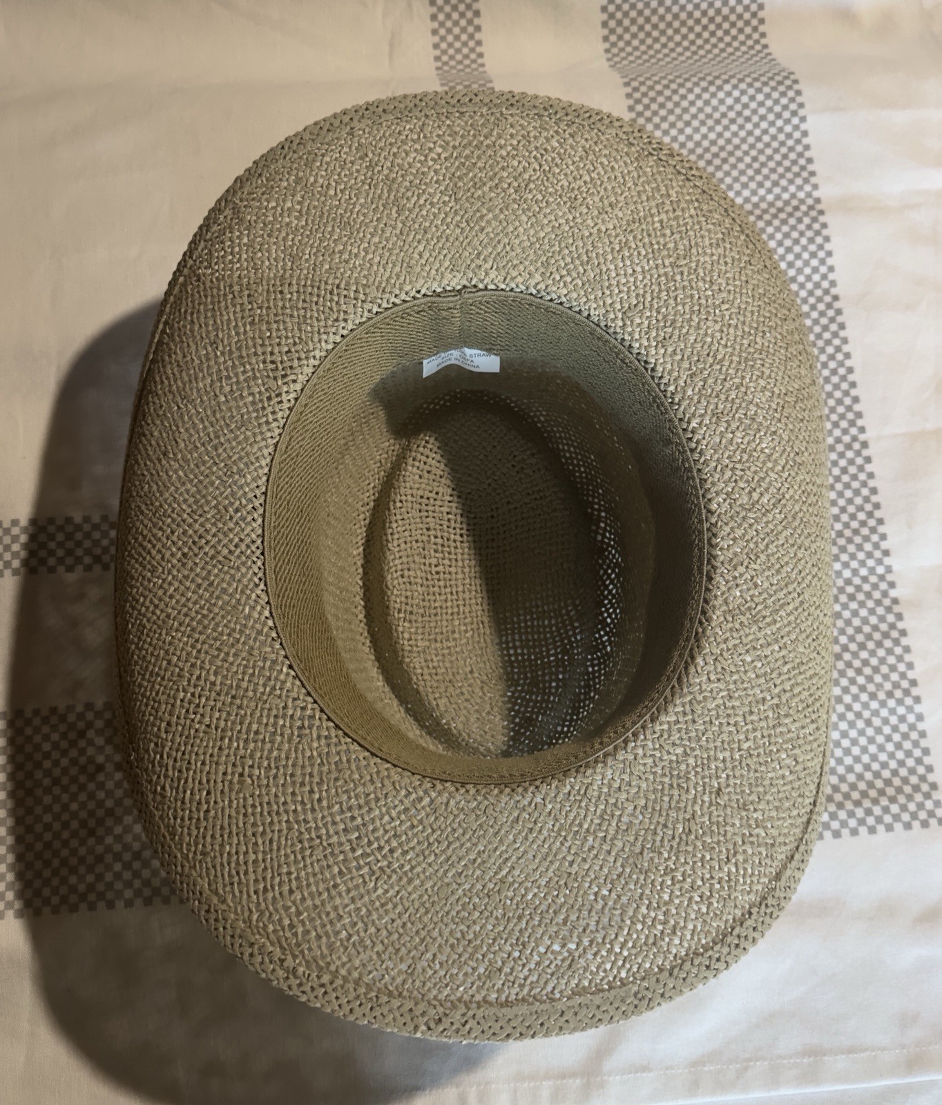 Straw Hat Beach Vacation / Sun with Sage & White Fabric Band