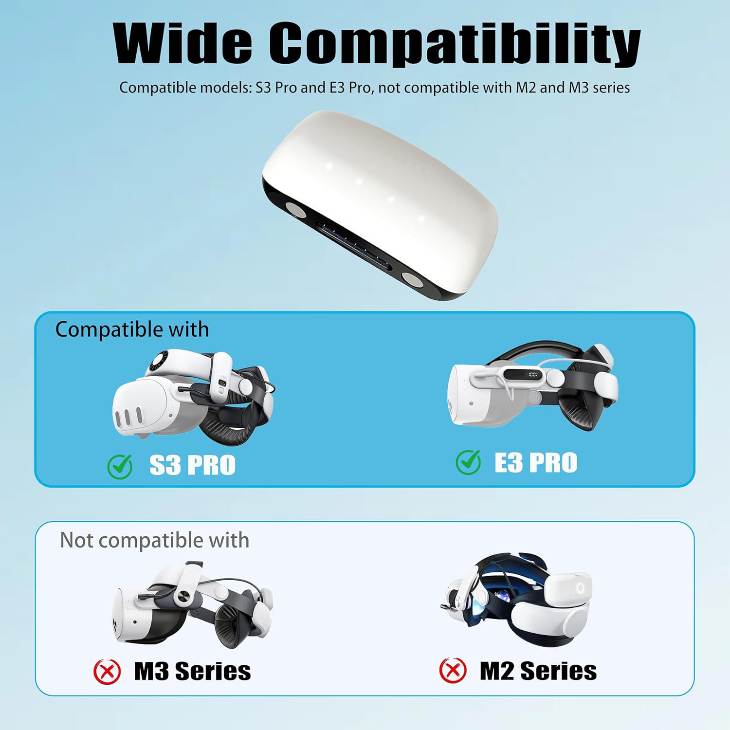 2Pack Battery for BOBO VR S3 Pro E3 Pro-B100 Replacement with Magnetic Connector