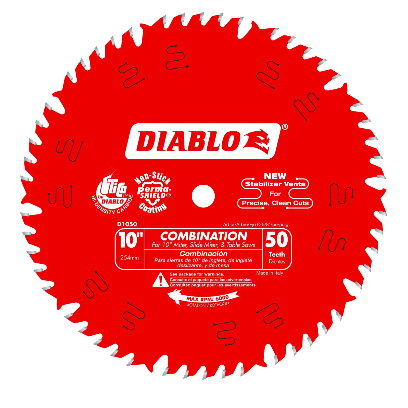 DIABLO D1050X 10" x 50-Teeth Combination Saw Blade for Wood