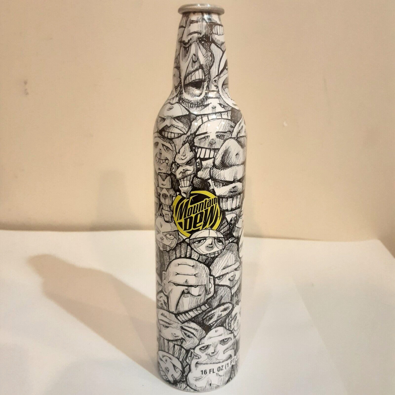EMPTY MOUNTAIN DEW GREEN LABEL ART ALUMINUM BOTTLE NO CAP