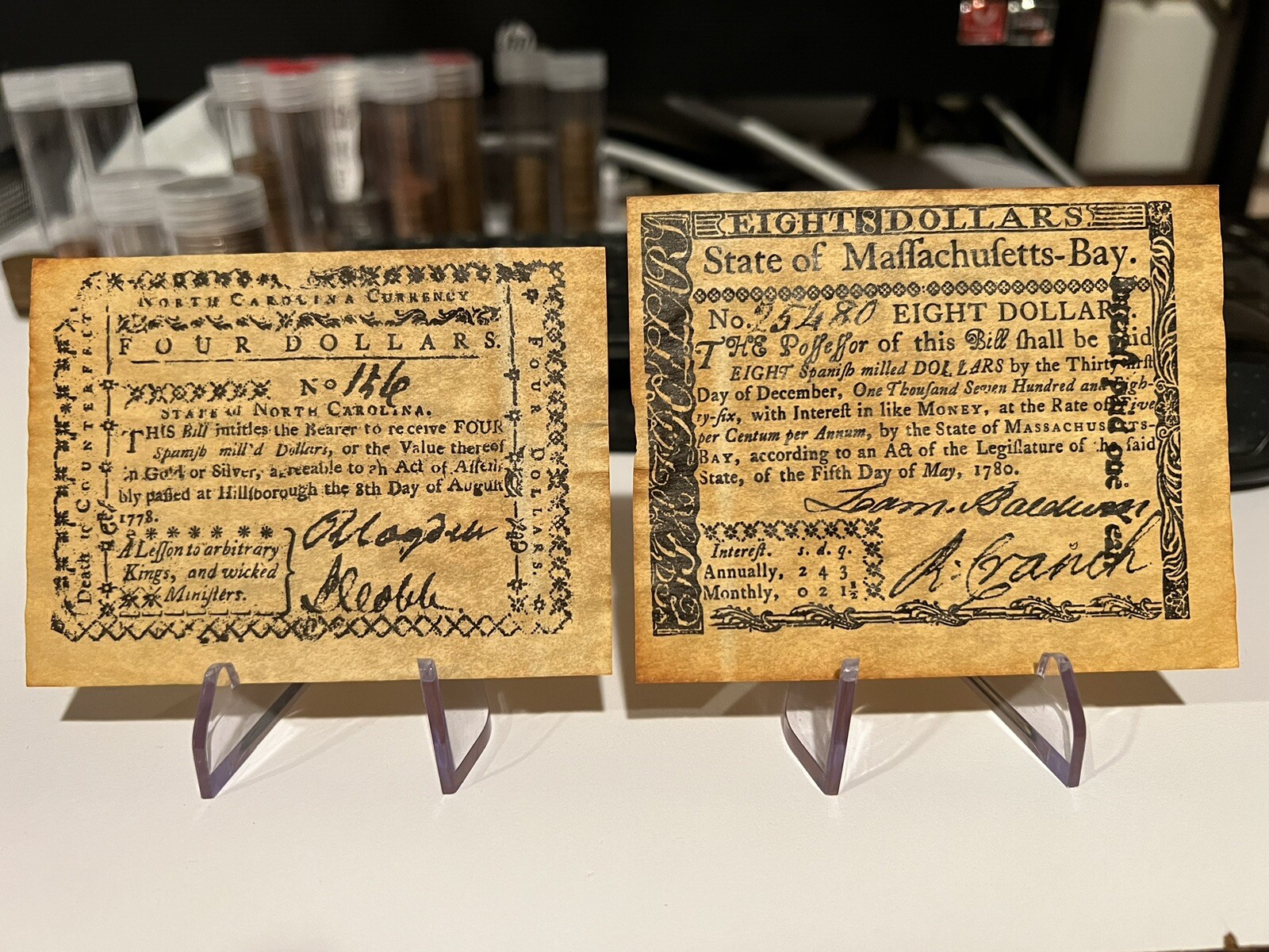 COLONIAL AND REVOLUTIONARY CURRENCY REPLICAS BOTH SETS A AND B