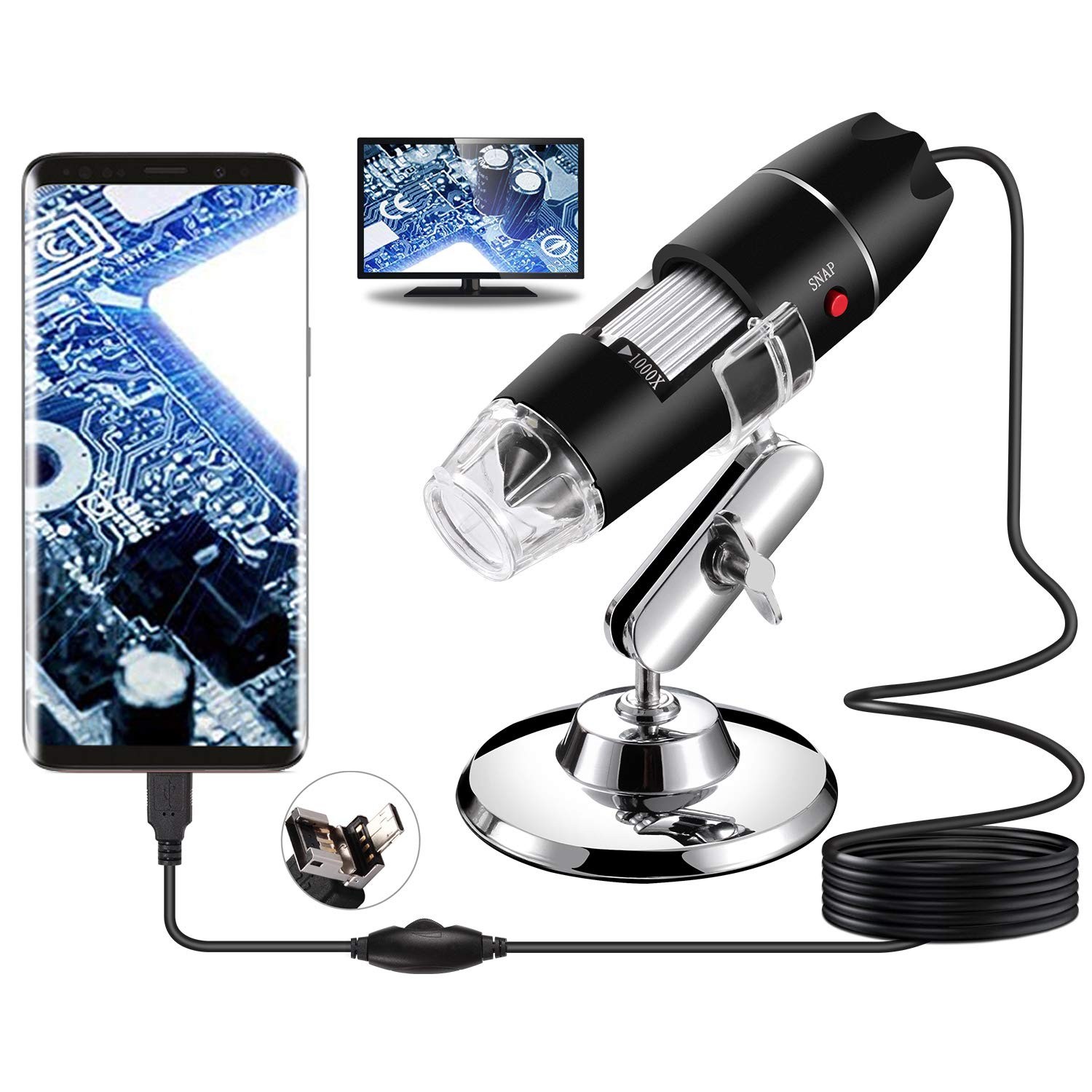 Bysameyee USB Microscope for Android/PC, 401000X Magnification Digital Micros...