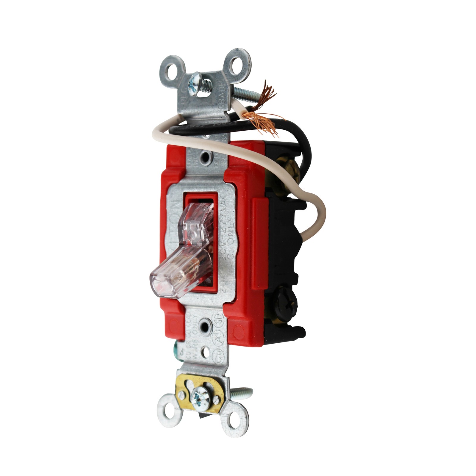 LEVITON 1223-PLC TOGGLE PILOT LIGHT, 3-WAY, AC QUIET SWITCH, GROUND, CLEAR