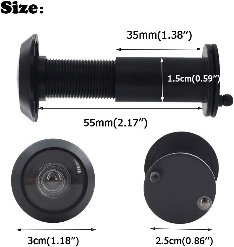 Secure Solid Brass Door Viewer with 220-Degree Lens for Enhanced Privacy - Black