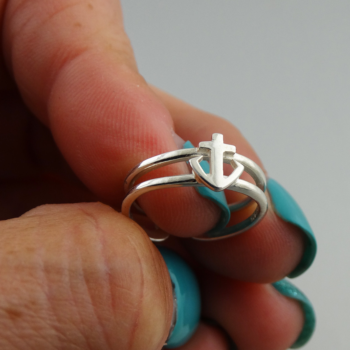 Anchor Toe Ring - 925 Sterling Silver - Adjustable Double Band Anchors Midi