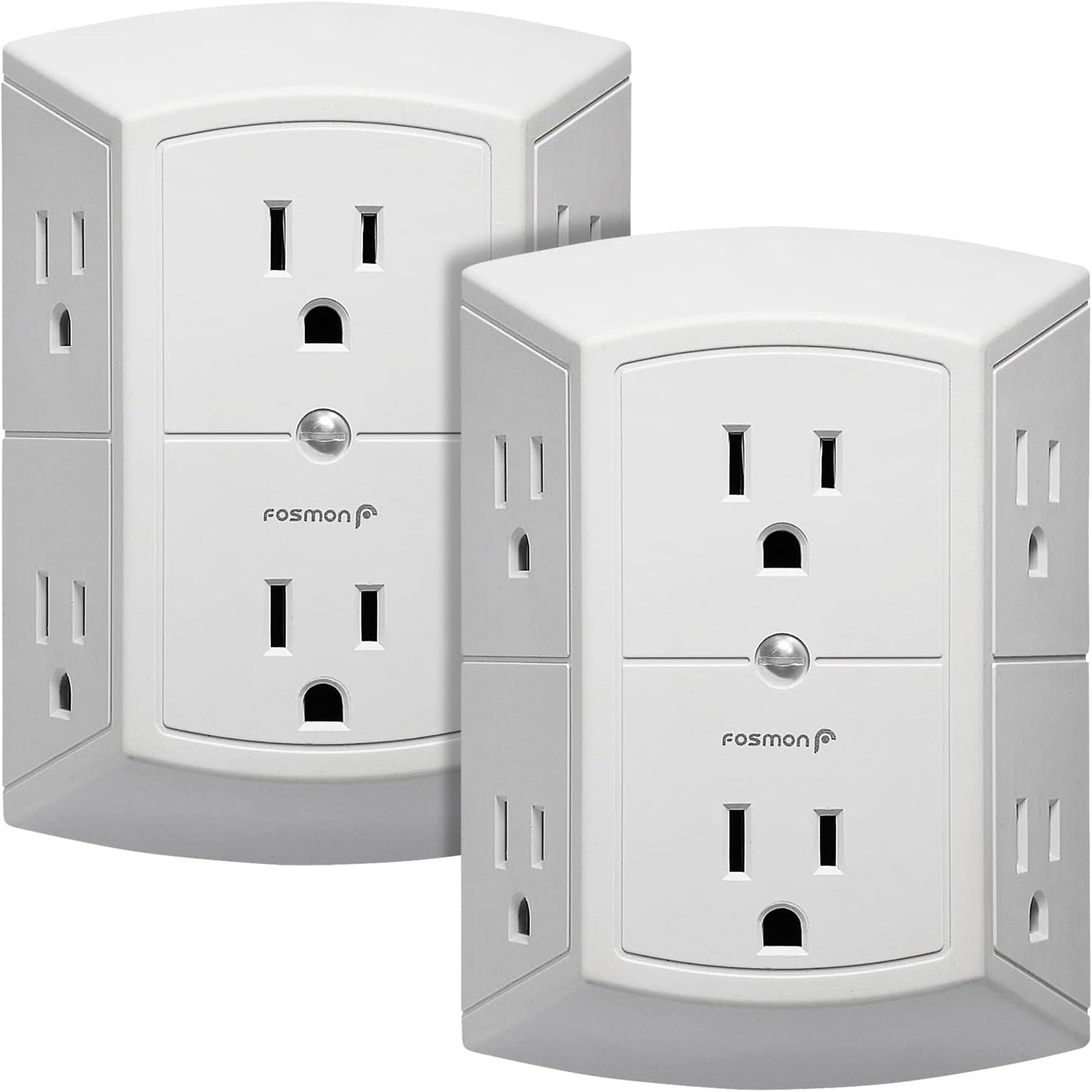 6-Outlet Power Extender 3-Sided Grounded Wall Plug 15A 125V 1875W 2 Pack