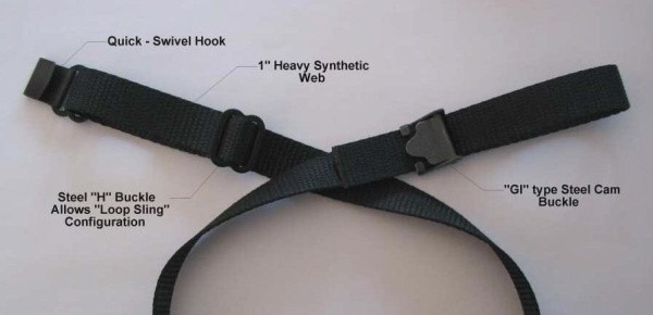 Tech Sights Rifle Sling 1x48" Black Synthetic