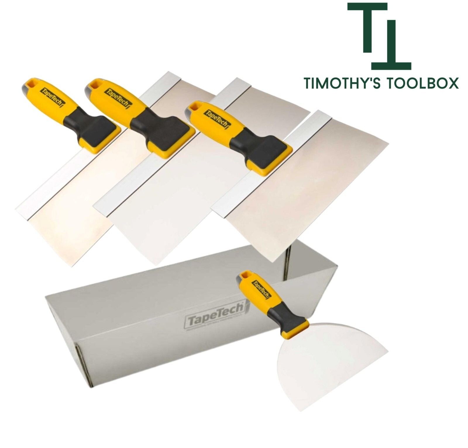 TapeTech Pro Stainless Steel Taping Knife Set with Mud Pan