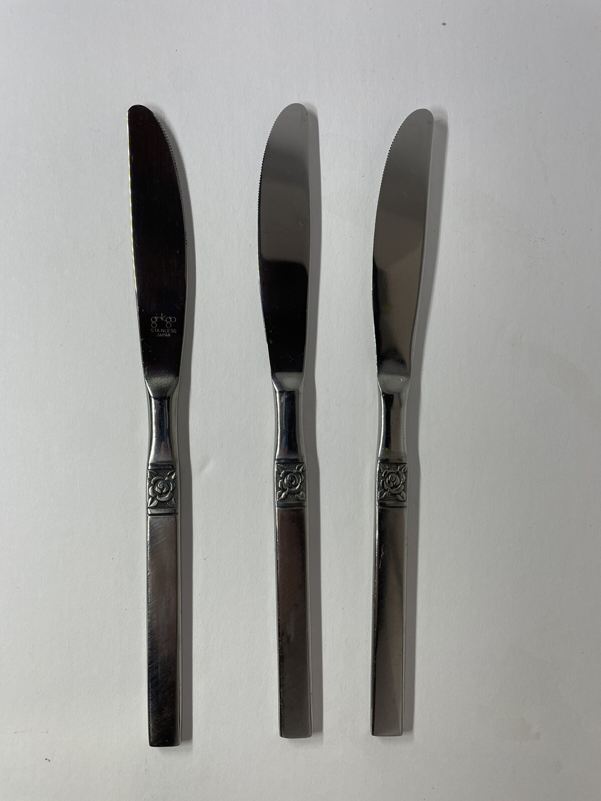 Ginkgo Danesland Rose Japan Stainless Dinner Knives Flatware 3 Pc Replacement