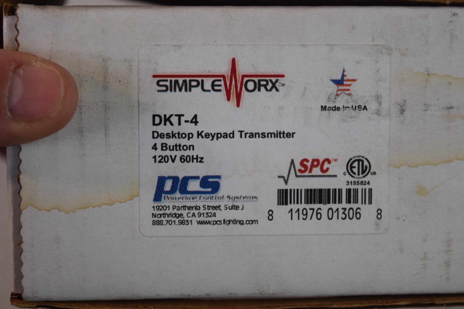 Simple Worx KPT-4 Keypad Transmitter Wall Mount 4 Button 120 V 60Hz