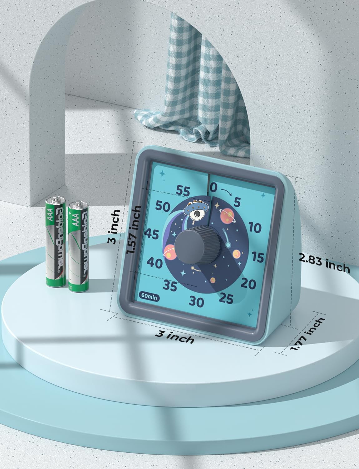 LIORQUE Visual Timer for Kids, 60 Minute Countdown Timer, Steel Blue