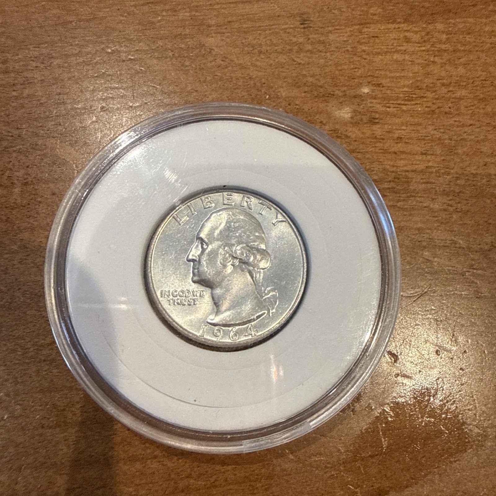 1964 D Washington Quarter BU Uncirculated 90% Silver 25c Coin in plastic case