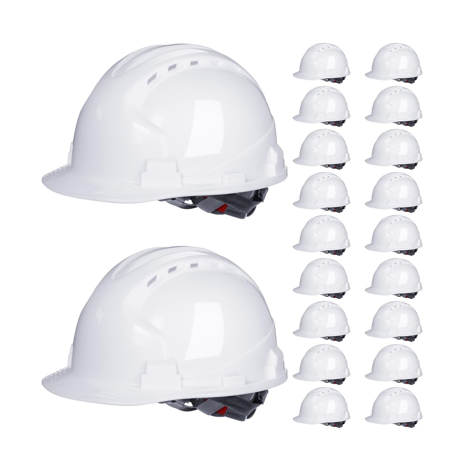 Leumoi 20 Pack 4 Pt. Suspension Hard Hat Bulk Safety Helmets ABS Ratchet Hard...