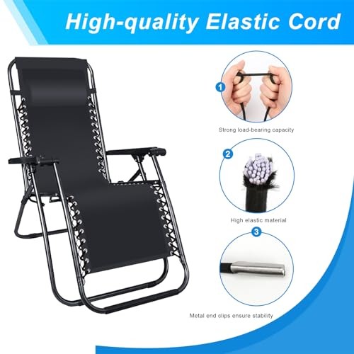 COITEK 4PCS Replacement Cord for Zero Gravity Chair, Universal Elastic Repair