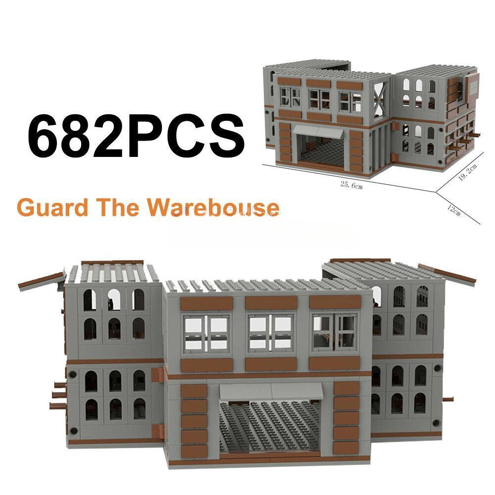 MOC Military Base City Fortress Warehouse Tower Weapon Building Blocks Set Lot