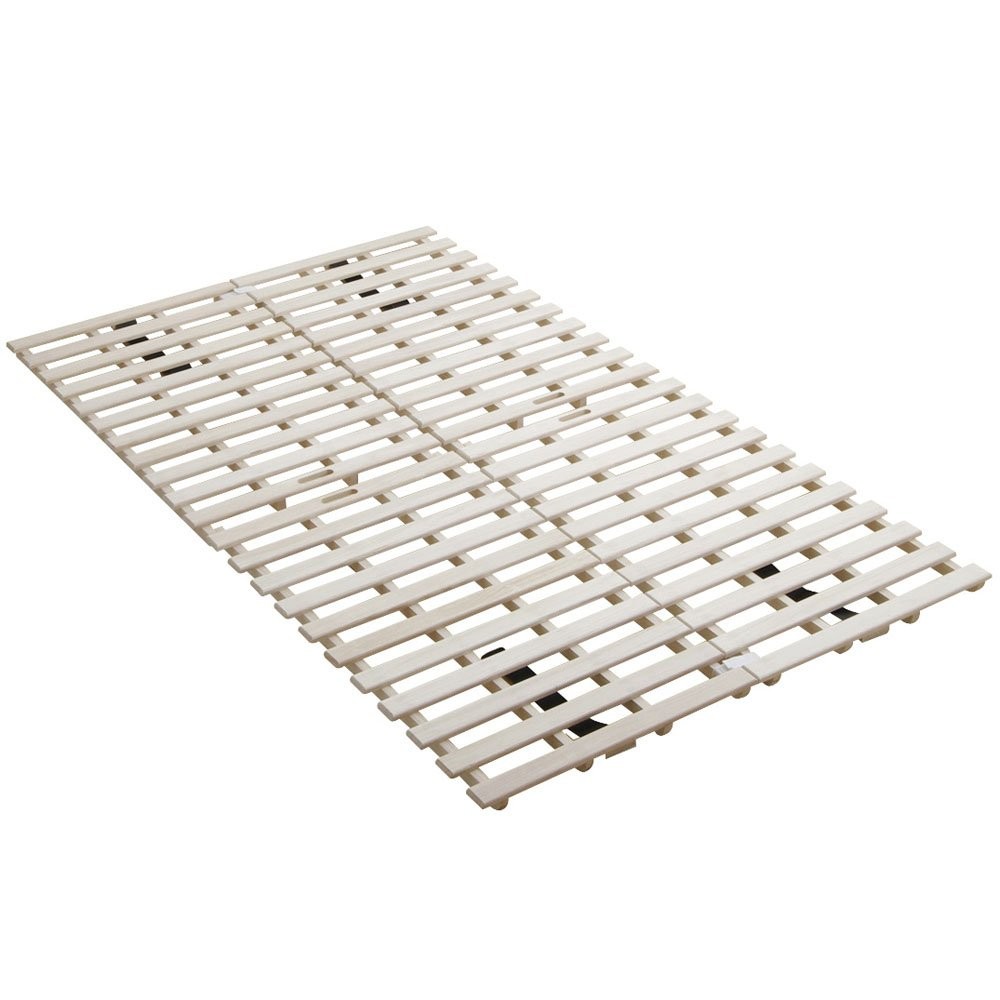 IRIS PLAZA Folding Slat Mat, Bi-Fold, Semi-Double, Natural Paulownia
