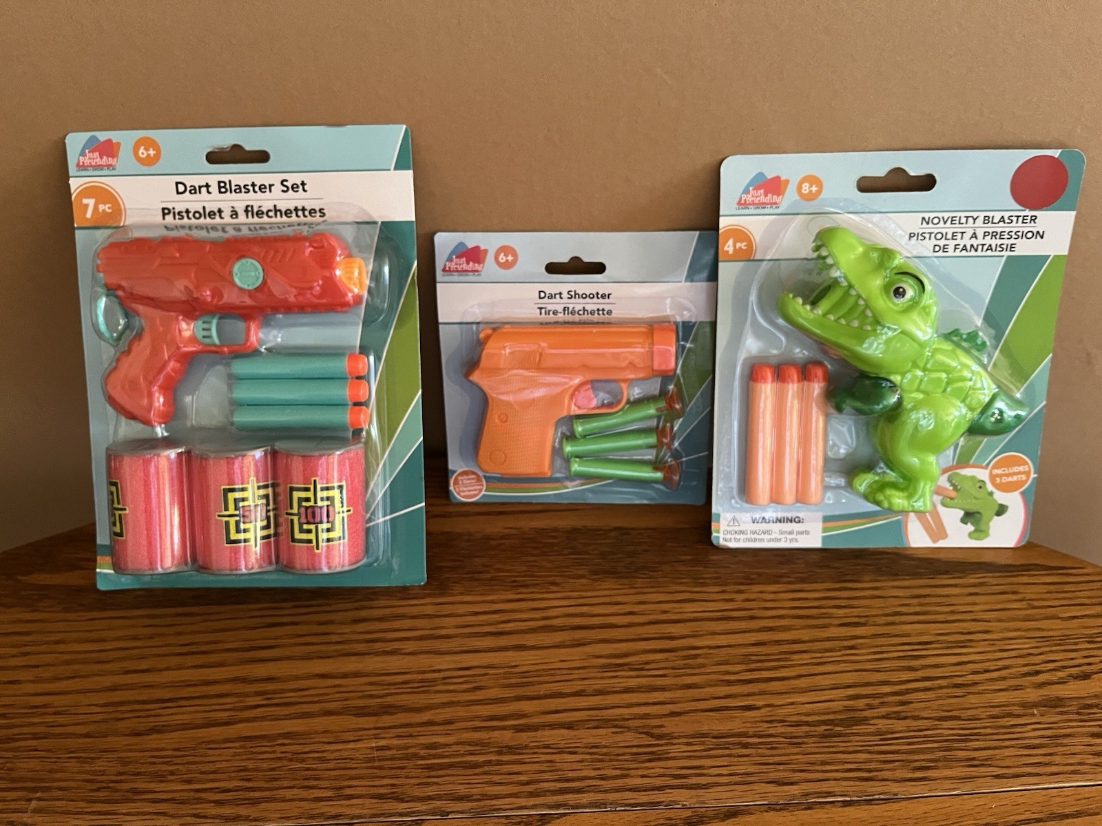 SOFT DART SHOOTER SET-DART BLASTER SET- DINOSAUR BLASTER SET. ALL 3 NEW IN PACK
