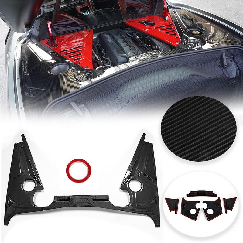 For Chevy Corvette C8 2020~2024 6162CC Carbon Black Engine Bay Panel Cover Trim