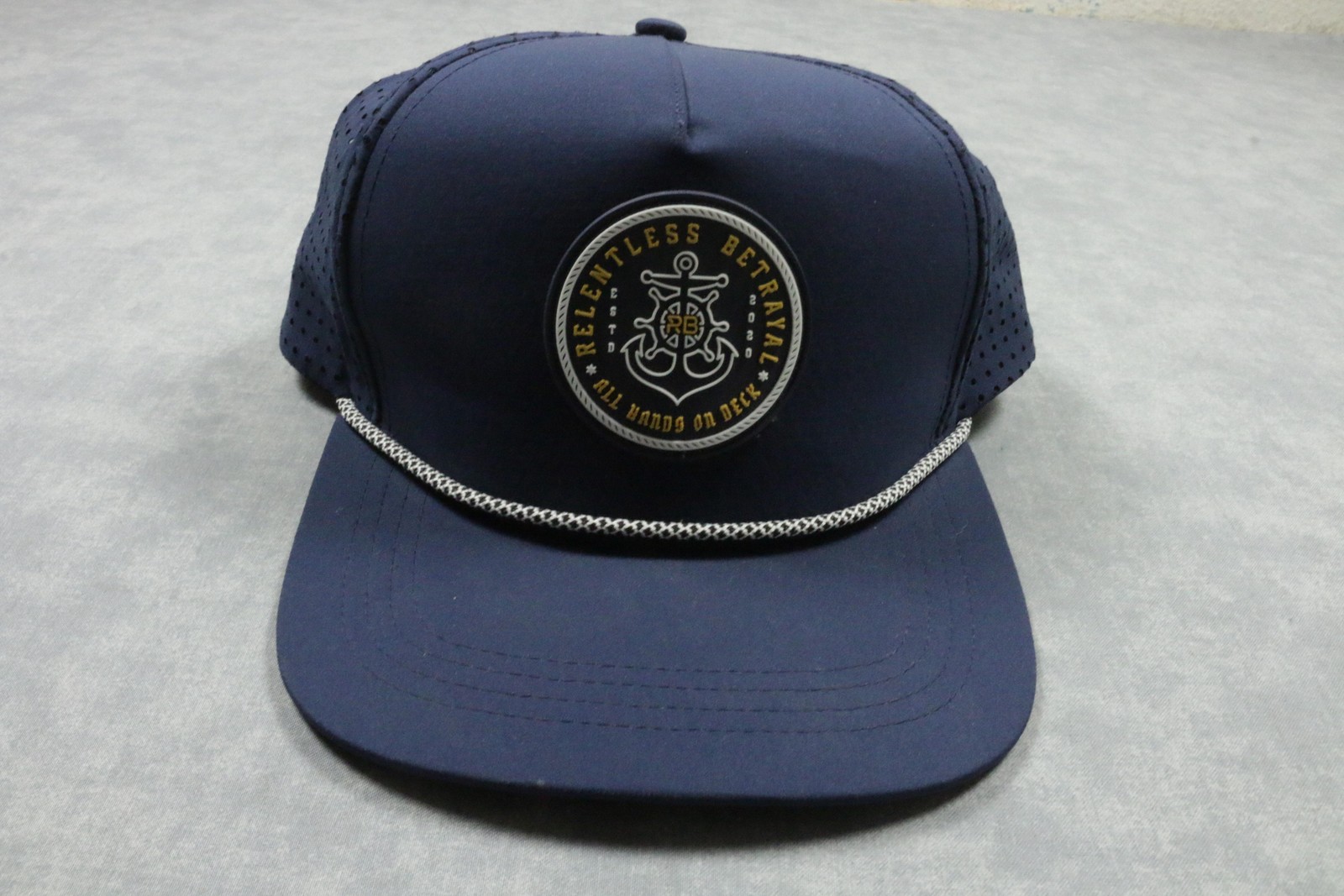 Relentless Betrayal Hat Cap Trucker Mesh Rope Patch Mens One Size Blue Nautical