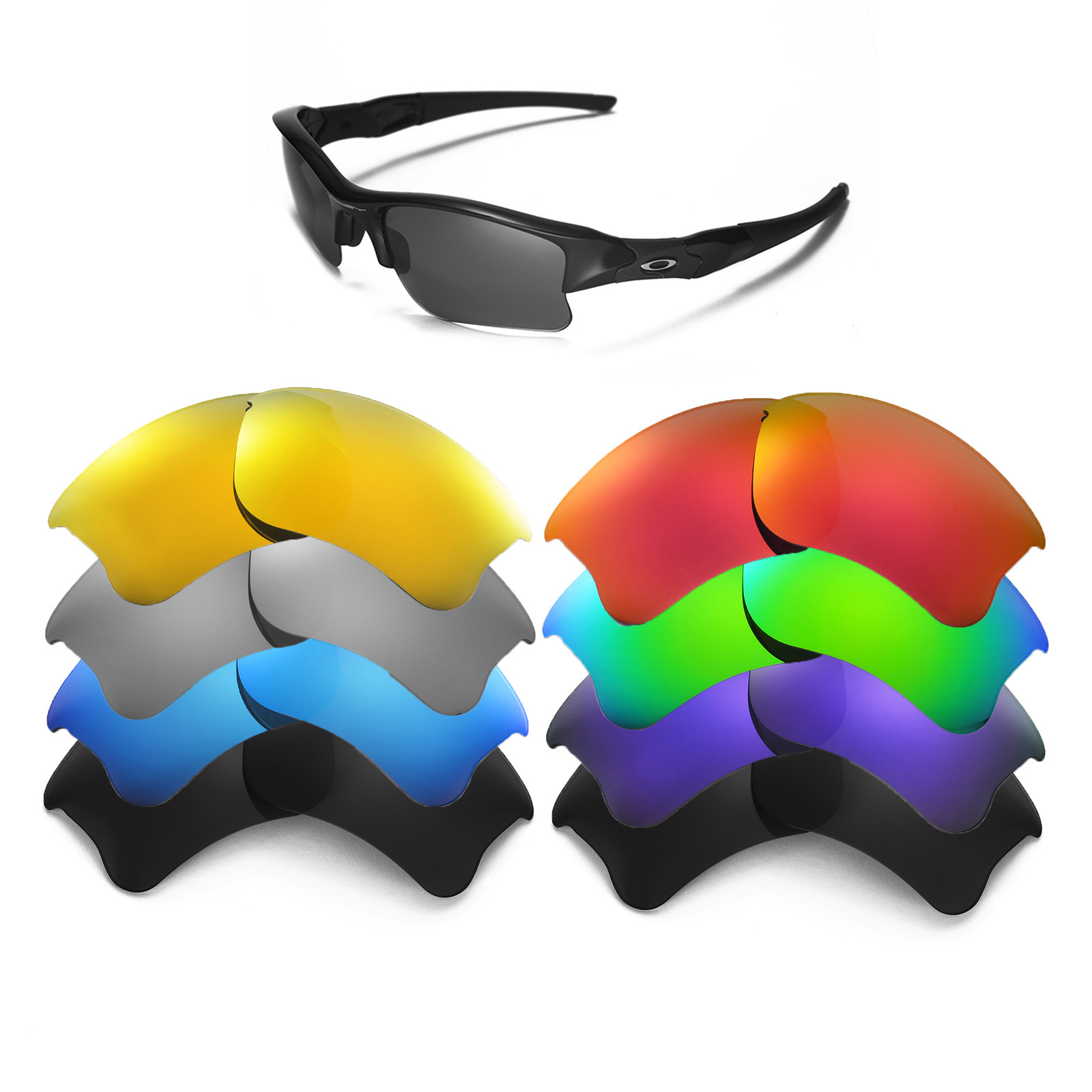 Walleva Replacement Lenses for Oakley Flak Jacket XLJ - Multiple Options
