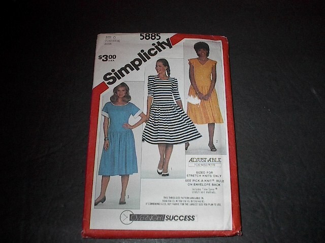 Simplicity Pattern 5885 Misses' Pullover Dress w/Sleeve/Neck Variations 12/16 UC
