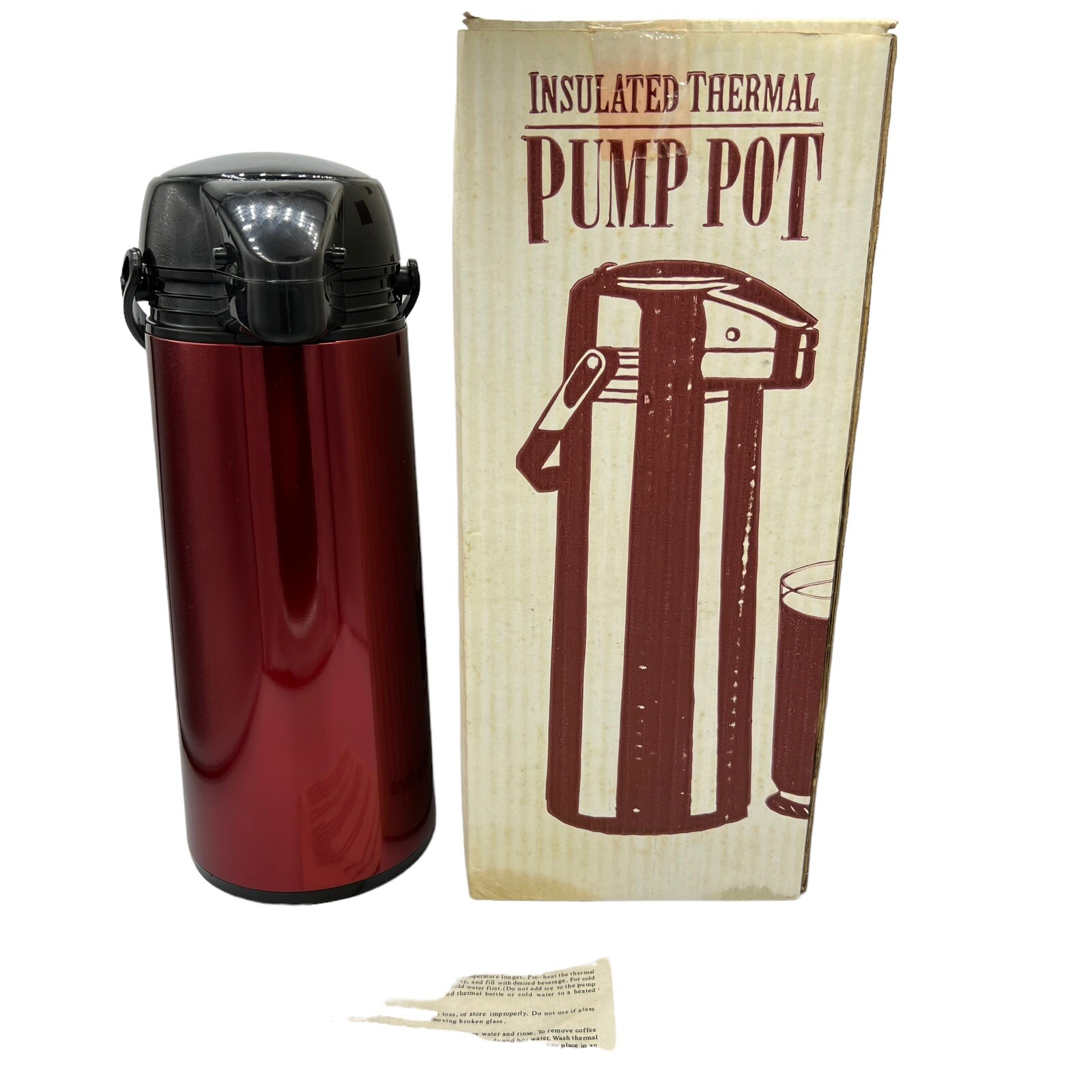 Vintage Insulated Thermal Air Pump Pot Dispenser Red Hot/Cold #72628