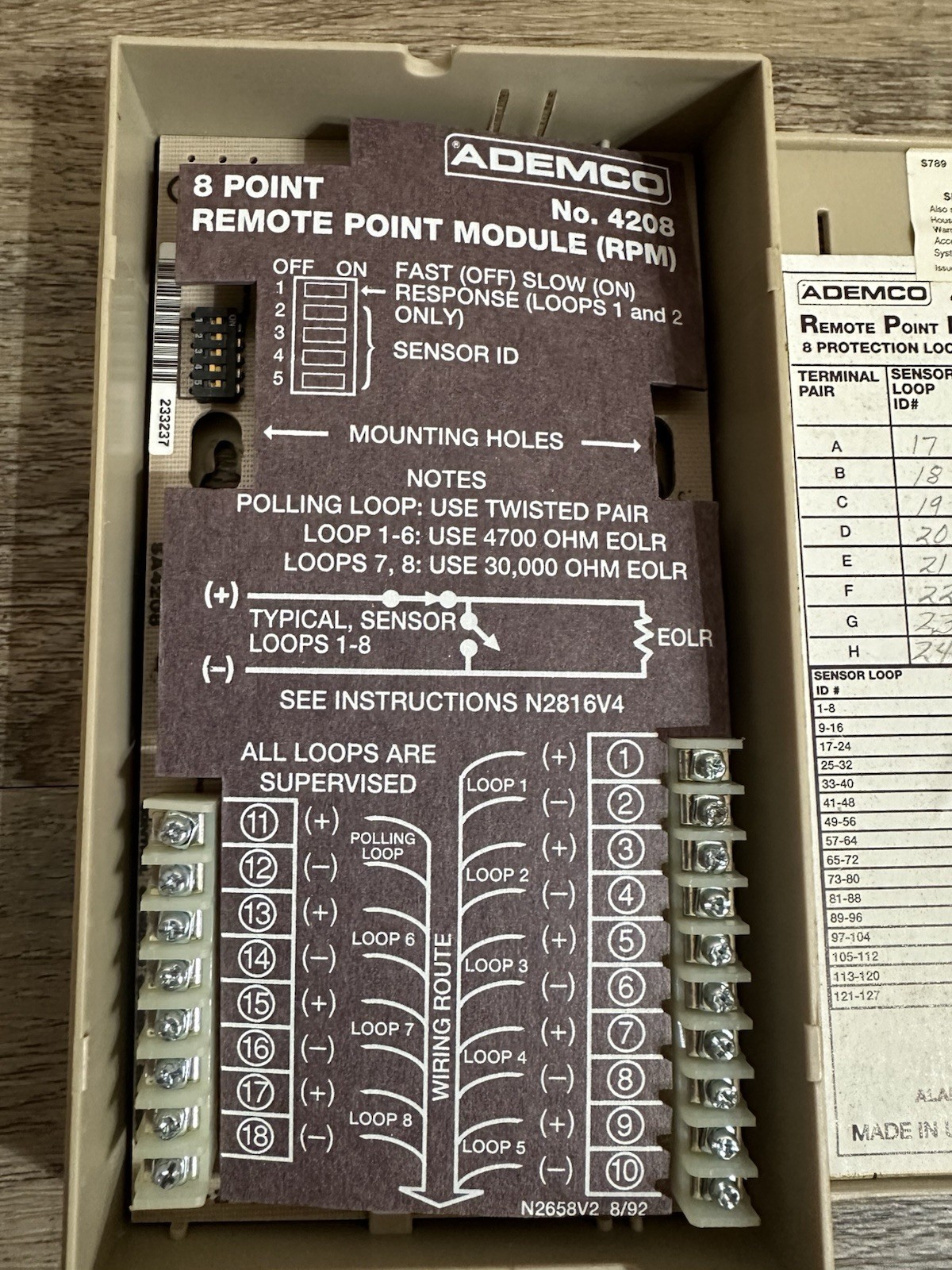 Ademco Universal 8 Point Remote Point Alarm Module 4208 Honeywell