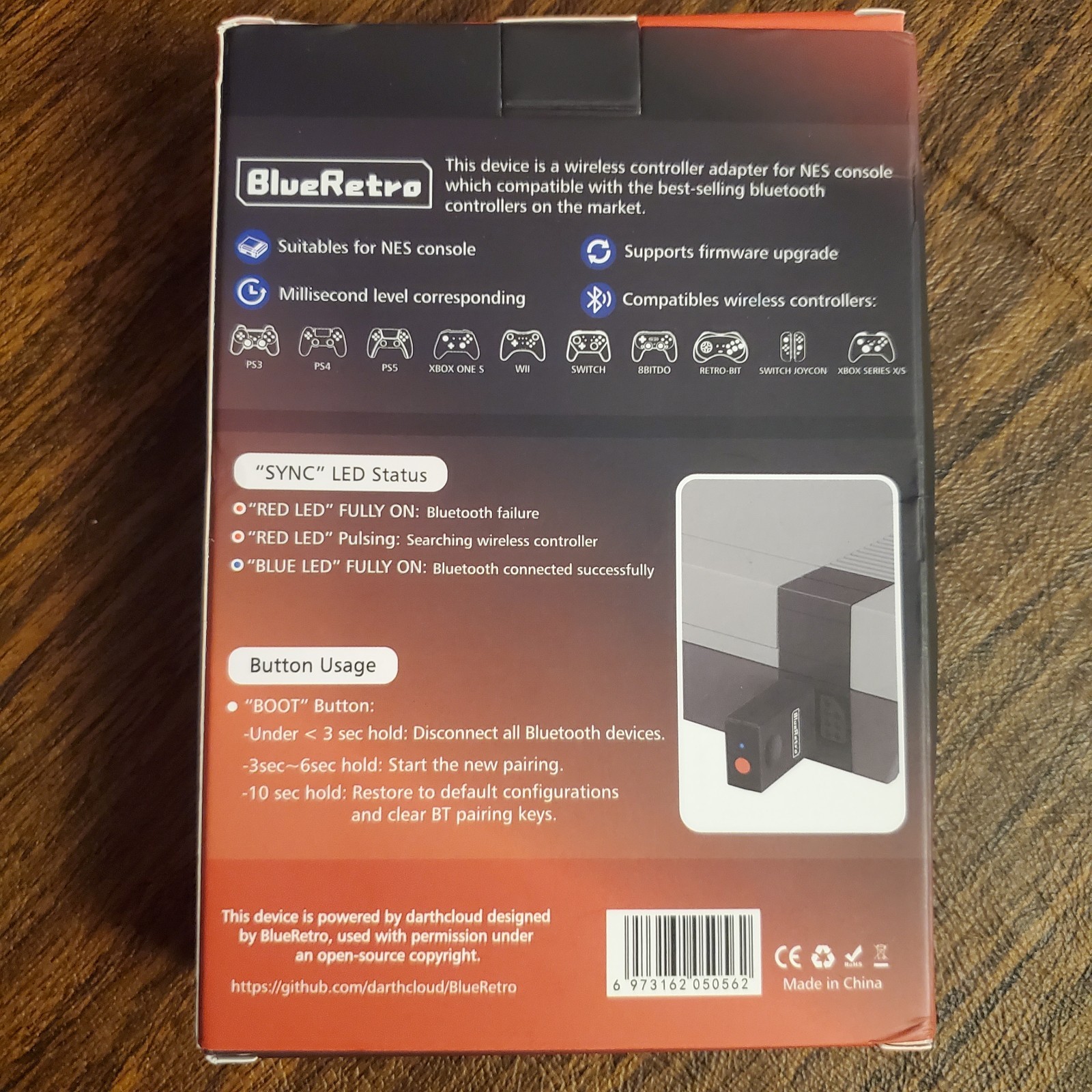 BlueRetro Bluetooth Wireless Controller Adapter for Nes Console. Pairs Xbox Ps5