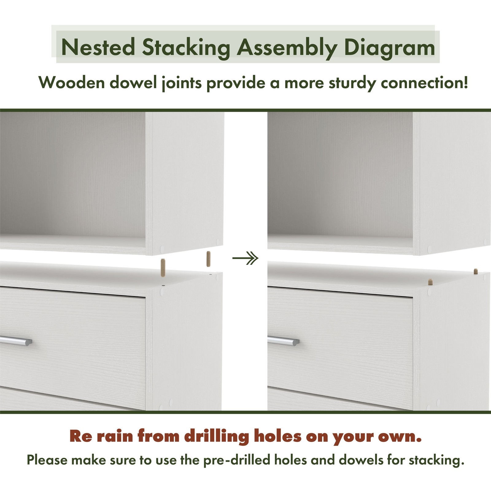 Brooks Stackable 3-Tier Wood White Bookcase