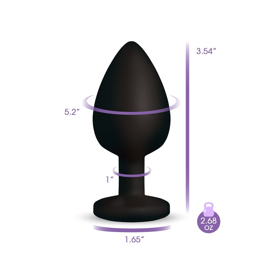Gemma Pink Gem Black Silicone Plug - Large